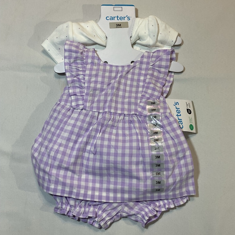 Carters 3 Mth 3 Piece Purple‎ Ginhgam
